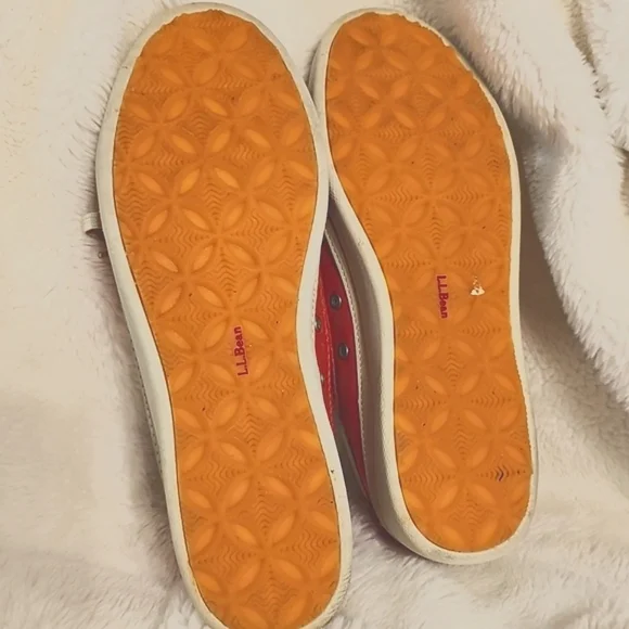 LL Bean Red Canvas Boat Shoes Women's Size 9 1/2 - Picture 6 of 6